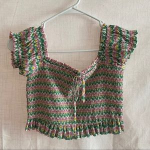 Zara NWOT smocked floral crop top